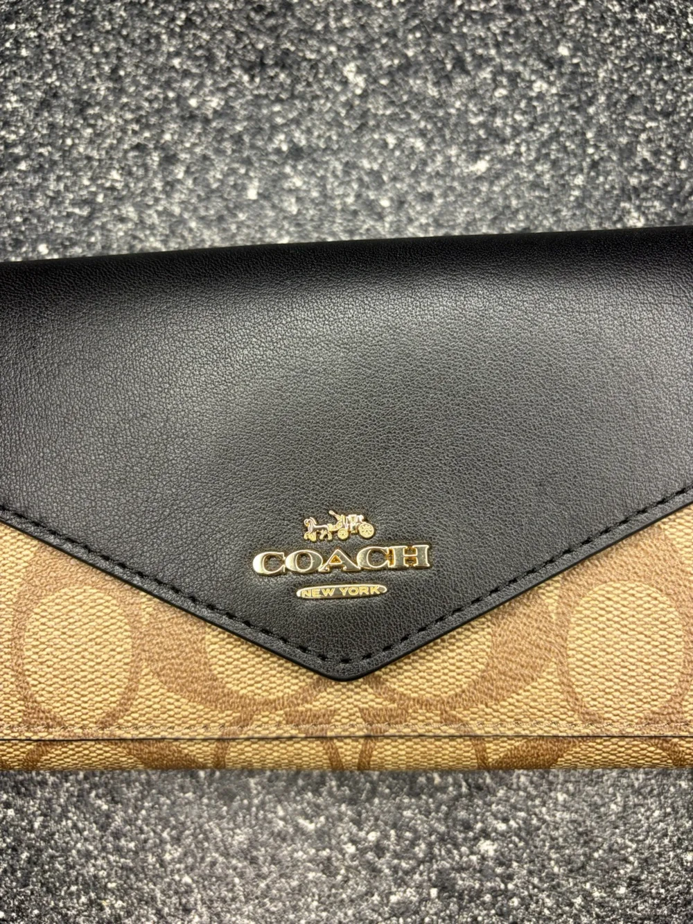 Coach Two-Tone Signature Canvas & Black Leather Wallet - Picture 2 of 8